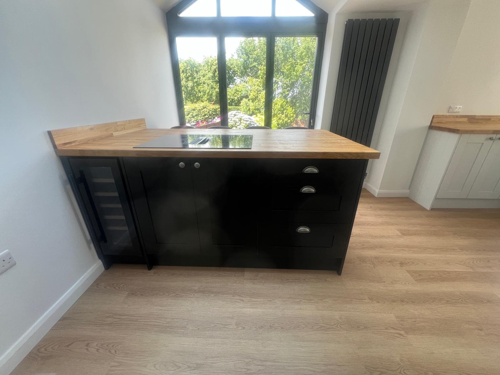 Kitchen extension - island under the glazed gable - after