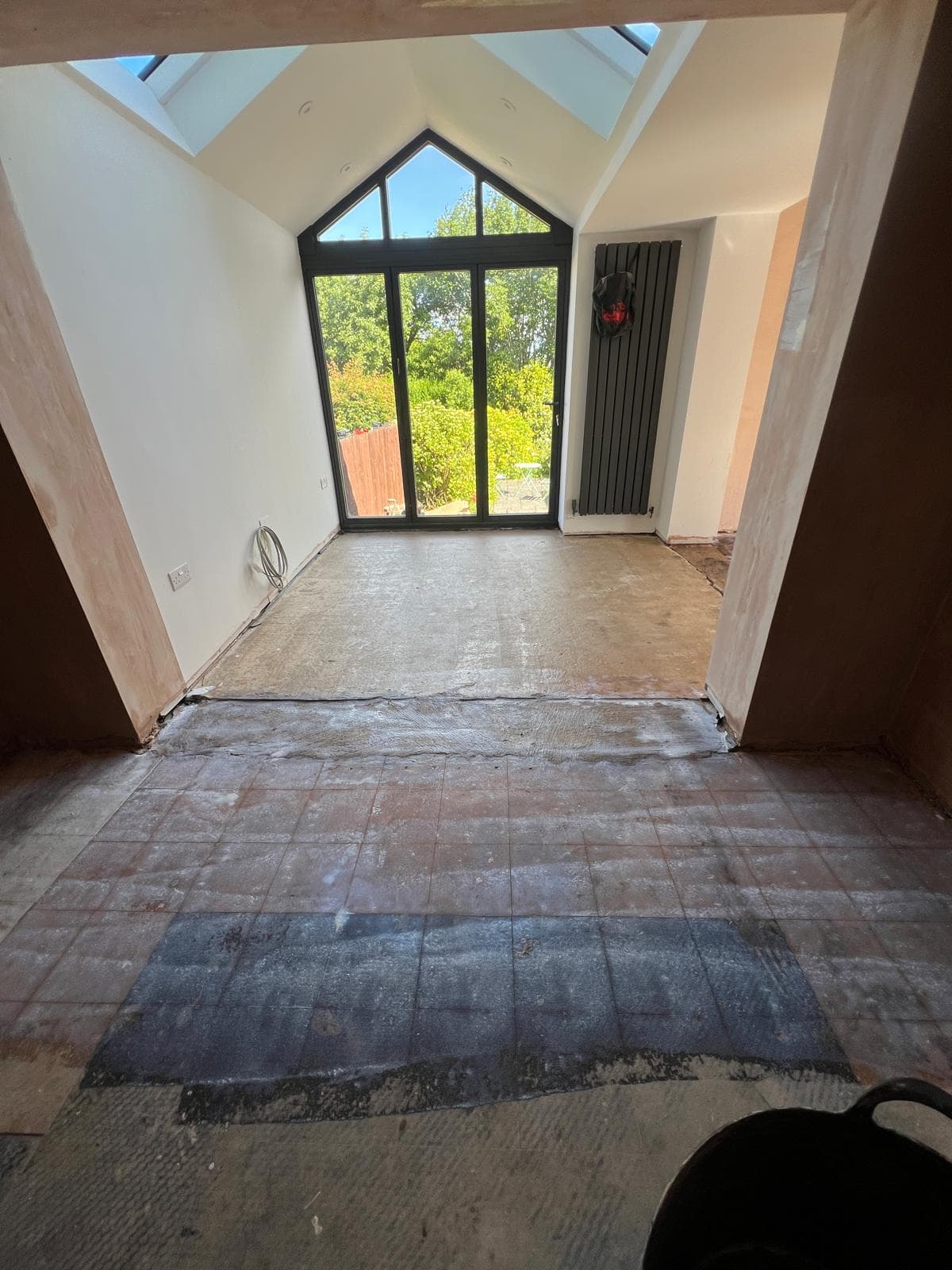 Kitchen extension - island under the glazed gable - before
